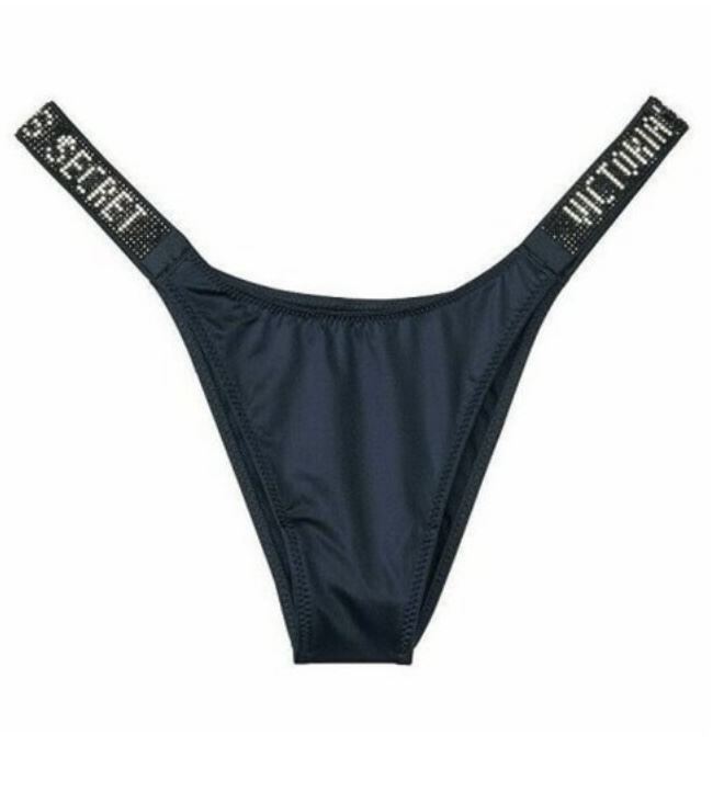 Бразильяны со стразами Victoria’s Secret Bombshell Shine Strap Brazilian Panty Dark violet