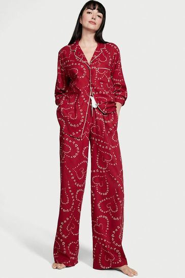 ПІЖАМА VICTORIA'S SECRET Flannel Long Pajama Set червона з серцями розмір M regular