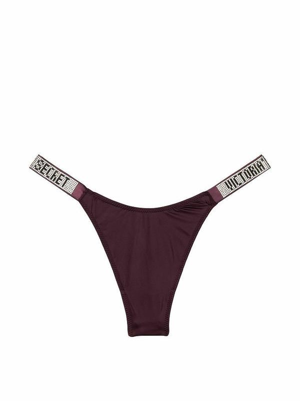 Бразильяни зі стразами Victoria’s Secret Bombshell Shine Strap Brazilian Panty Dark violet
