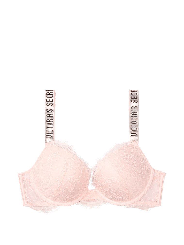 Мереживний Бюст зі стразами Victoria’s Secret push up SHINE STRAP Purest Pink