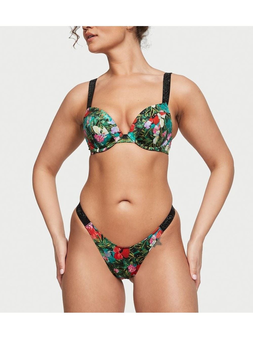 КУПАЛЬНИК SHINE STRAP SEXY TEE PUSH-UP BIKINI SET TROPICAL FLORAL